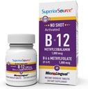 Superior Source No Shot Vitamin B-12 Methylcobalamin 1000 mcg, B-6, & Methylfolate 1000 mcg - Υποστηρίζει την ενέργεια, τον εγκέφαλο και την υγεία της καρδιάς - Bariatric Friendly - 60 Υπογλώσσια Δισκία Διάλυσης