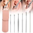 Καθαριστικό αυτιού, 2024 Νέο Satinless Steel 360° Spiral Earwax Cleaner Tool Set with PU Δερμάτινη Θήκη, Κιτ καθαρισμού αυτιών, Οικιακό Φορητό Κιτ καθαρισμού αυτιών για άνδρες και γυναίκες (E Type*1)