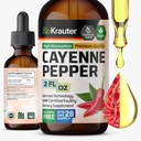 BIO KRAUTER® Cayenne Pepper Drops 684 mg - Pure Vegan Cayenne Pepper Supplements 2 Fl.Oz 28 Ημέρες Προμήθειας - Φυσική κασαϊκίνη για Επιπεφυκτική Υποστήριξη - Αλκοόλ & Ζάχαρη Χωρίς, Μη ΓΤΟ