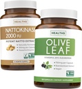 Nattokinase & Olive Leaf (6-Month Supply) Flow & Wellness Mix - Nattokinase 2000 FU Ισχυρή φυσικά ζυμωμένη Σόγια (6-Month Supply) & Olive Leaf Extract Super Strength με 20% Oleuropein