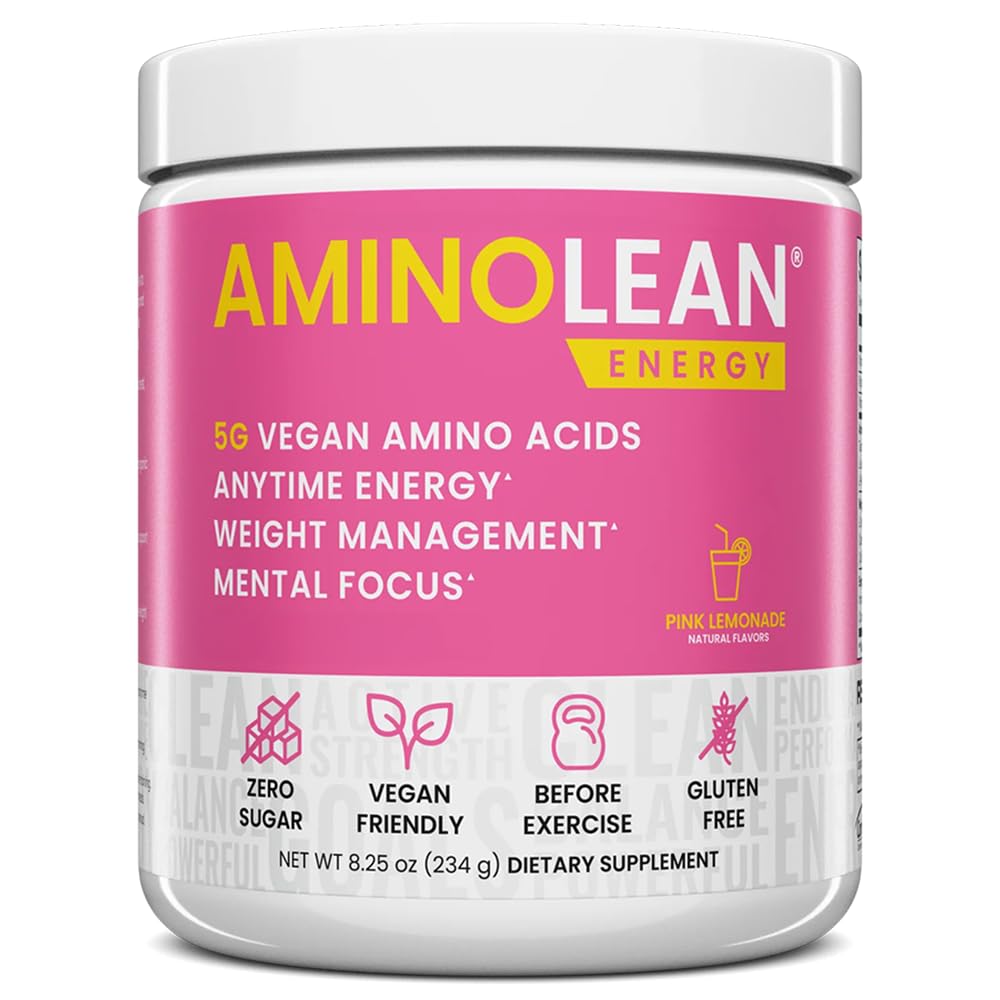 RSP NUTRITION AminoLean Pre Workout Powder, Amino Energy & Weight Management with Vegan BCAA Amino Acids, Natural Caffeine, Preworkout Boost for Men & Women, 30 Serv, Pink Lemonade...