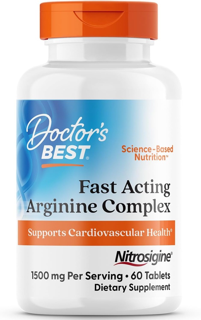 Γιατροί BEST Fast Active Arginine Complex, Υποστηρίζει Καρδιαγγειακή Υγεία, Μη ΓΤΟ, Χωρίς Γλουτένη, Χωρίς Σόγια, Vegan 60 δισκία