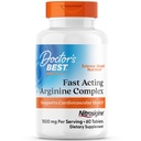 Doctor's Best Fast Active Arginine Complex - L Arginine Συμπληρώματα για Άνδρες & Γυναίκες, Βοηθά το Νιτρικό Οξείδιο Επίπεδο, Ροή αίματος & Καρδιαγγειακή Υγεία Υποστήριξη, 1500 mg ανά υπηρεσία, Vegan - 60 δισκία