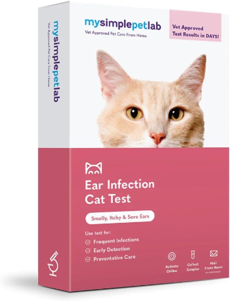 MySimplePetLab τεστ μόλυνσης αυτιών γάτας, Vet εγκριθεί, ανιχνεύει ζύμη & βακτήρια, Mail-in Kit, γρήγορα αποτελέσματα, εύκολη στο σπίτι χρήση για δύσοσμη, φαγούρα αυτιά, υποστηρίζει την υγεία αυτιών γάτα