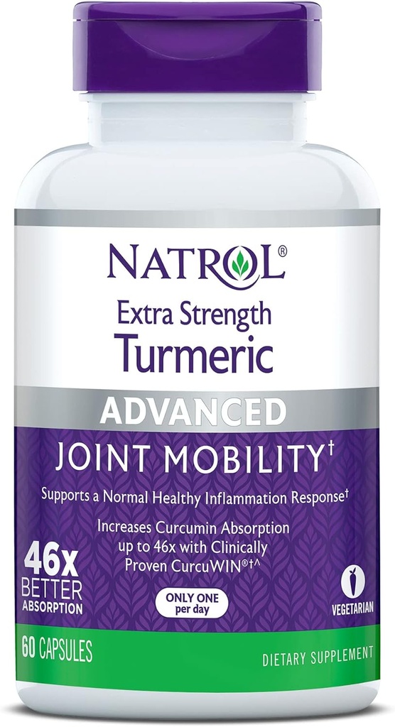 Natrol Extra Strength Turmeric, Συμπλήρωμα διατροφής για την κοινή υγεία, συμπλήρωμα κουρκουμά για ενήλικες, 60 κάψουλες, μέχρι 60 ημέρες προσφοράς