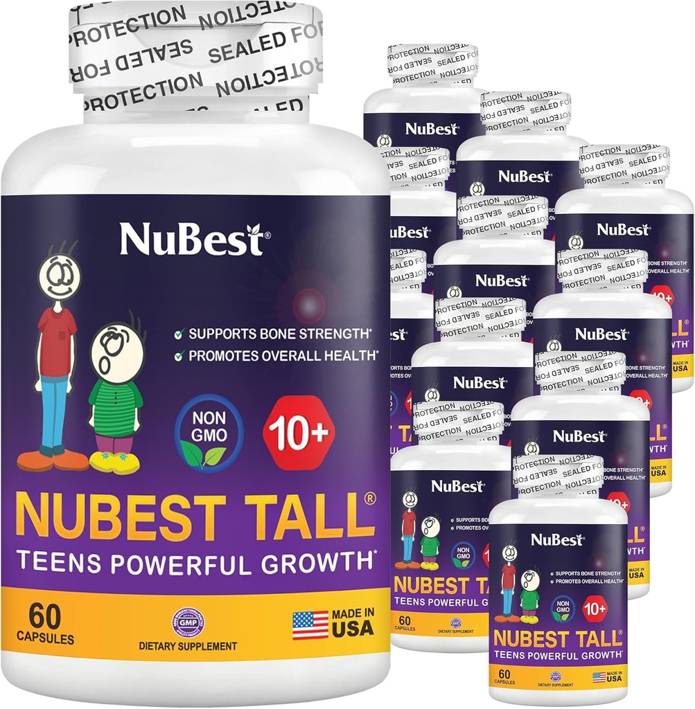 NuBest Tall 10+ Premium Δύναμη των οστών Φόρμουλα, Ενισχυμένη Ανοσία και Συνολική Υγεία για την Ηλικία 10+ με Ασβέστιο, Βιταμίνη D3, Βιταμίνη K2, και Πολυβιταμίνες Pack 12
