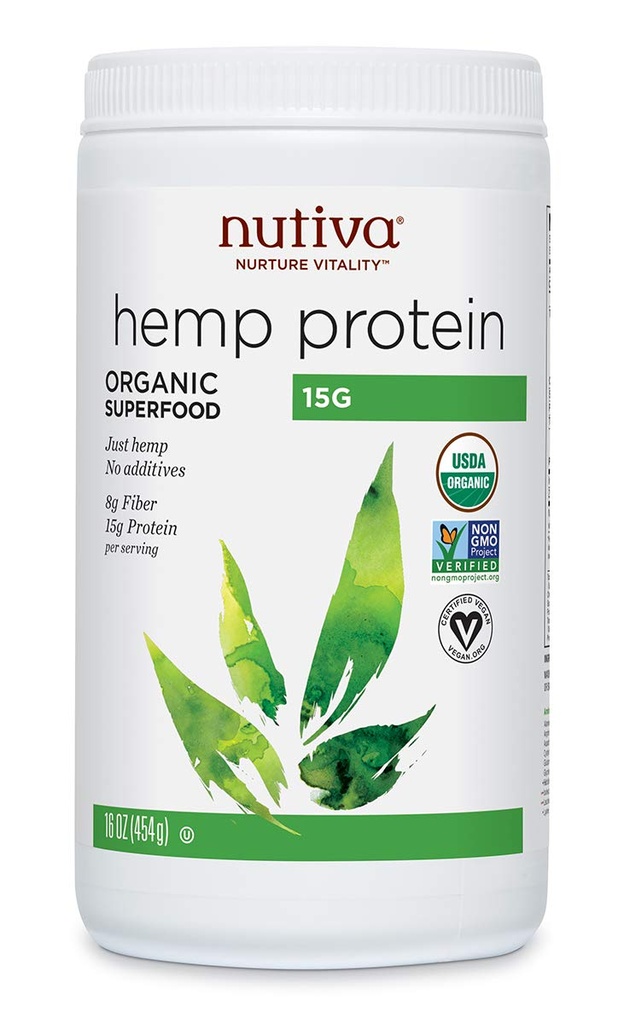 Nutiva οργανική πρωτεΐνη κάνναβης, ψυχρής παραγωγής από μη ΓΤΟ, καλλιεργούμενο καναδικό κάνναβη, 15 G, 16 ουγγιά