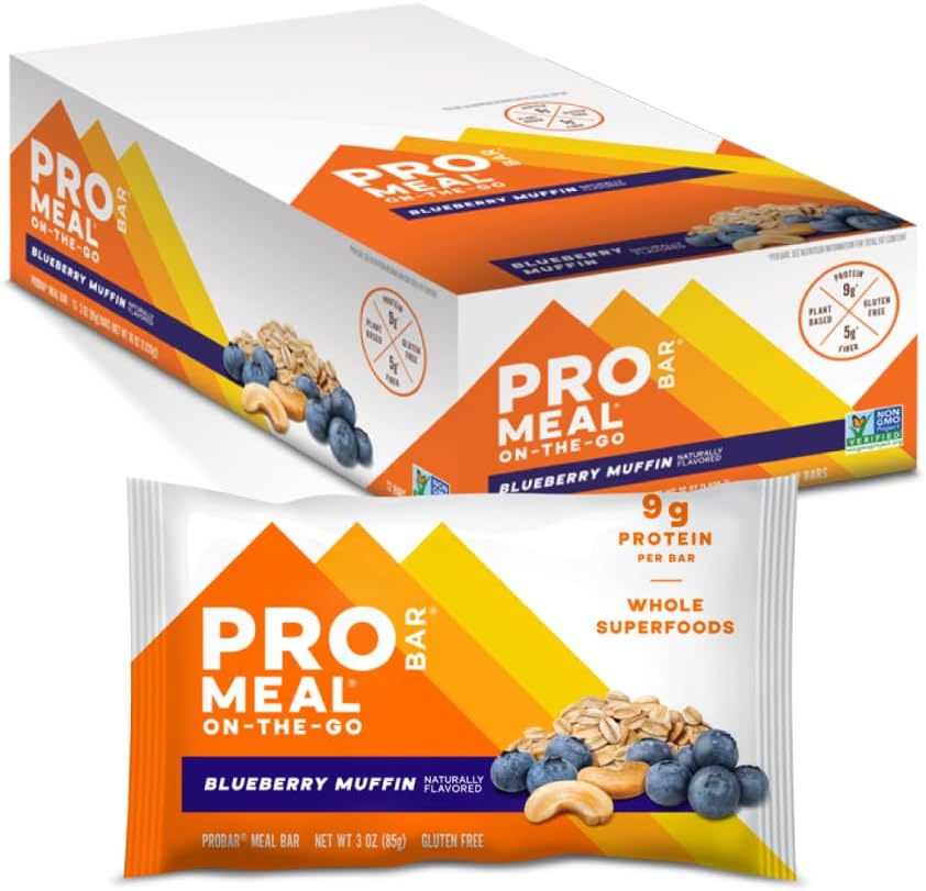 PROBAR - MEAL Bar, Μάφιν βατόμουρο, Μη ΓΤΟ, Χωρίς γλουτένη, Υγιεινή, με βάση τα φυτά, ολόκληρα συστατικά τροφίμων, Φυσική Ενέργεια (12 κόμης)
