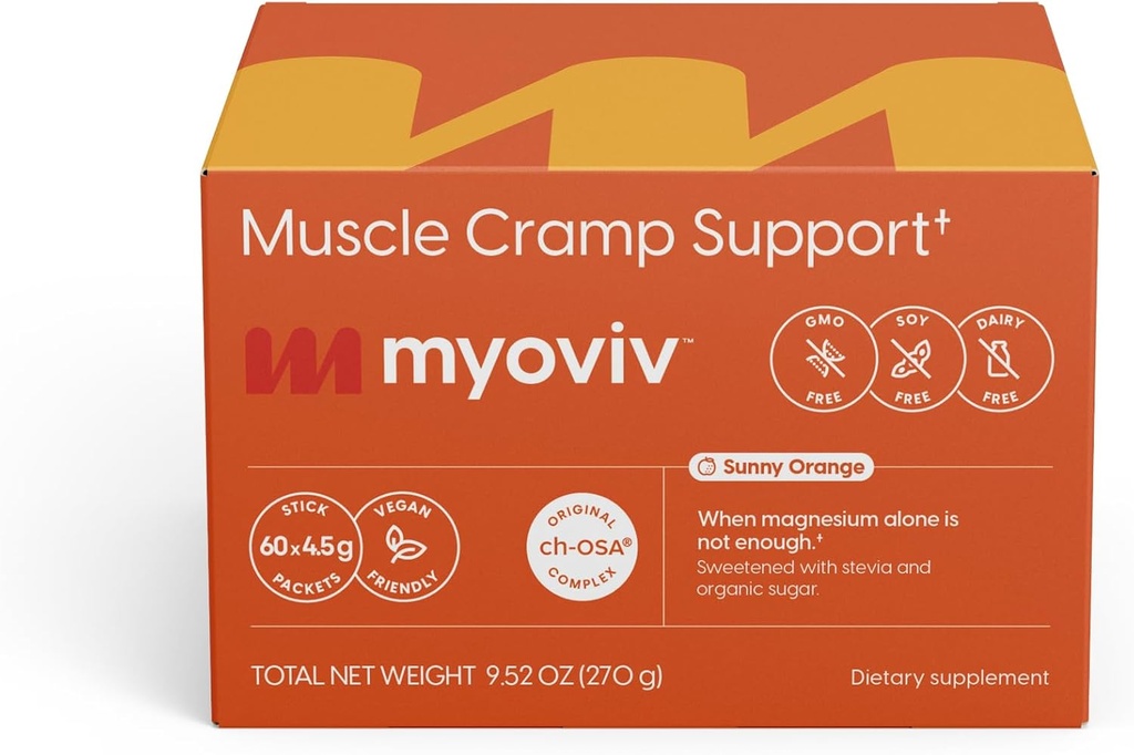 Powerful Muscle Cramp Relief - 60 Packets, Sunny Orange Flavor - Muscle Cramp Support - Pregnancy & Lactation Safe