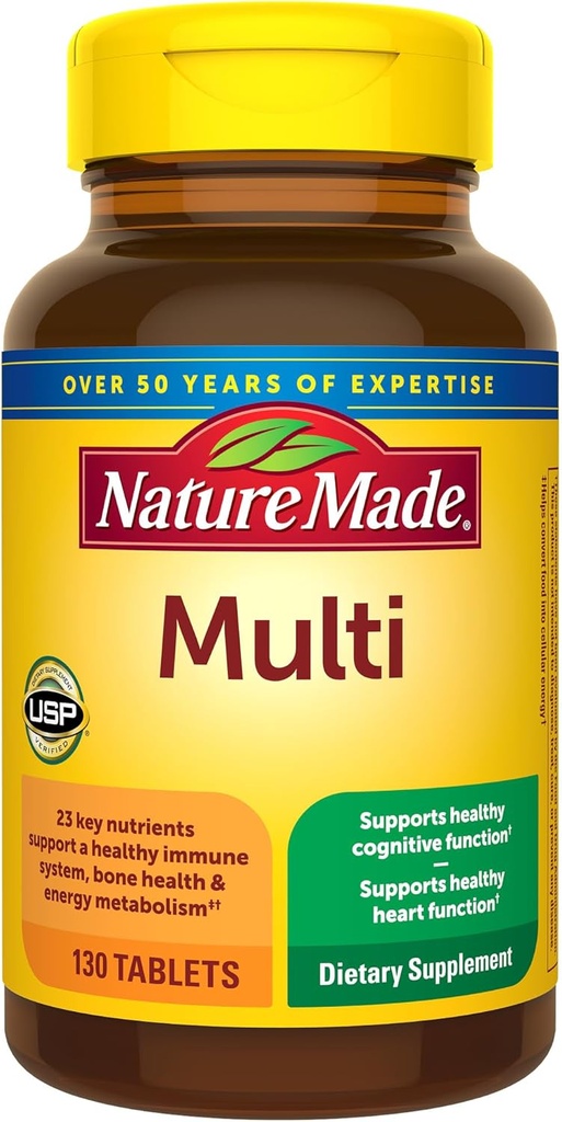 Nature Made Multivitamin Tablets με βιταμίνη D3 και σίδηρο, 130 Count for Daily Nutritional Support