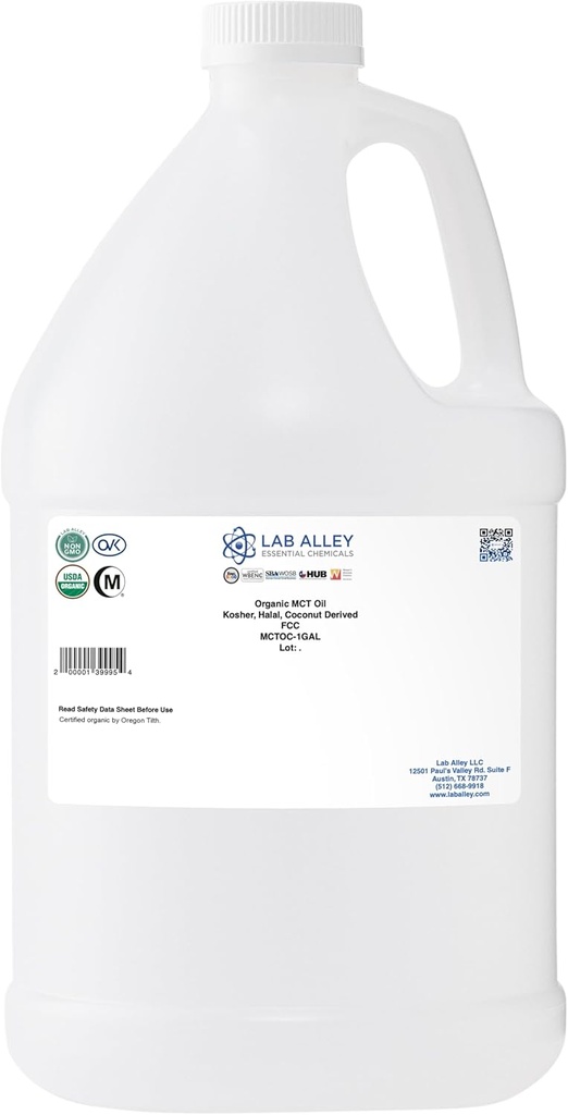 Εργαστήριο Alley MCT Έλαιο, Organic Coconut USDA, Kosher Certified, Hanal, μη ΓΤΟ - 1 Gallon