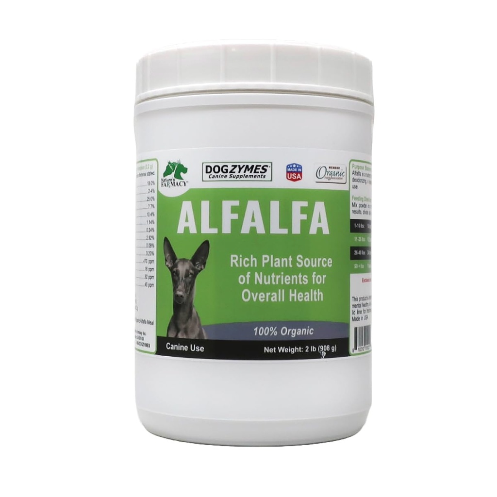 Dogzymes Organic Alfalfa - Πλούσια πηγή βιταμινών και ορυκτών, Βοηθώντας με τα πάντα από την αναιμία, Καταπολέμηση της Αρθρίτιδας και Overly-Acidic Ούρων και Βοηθώντας να Stave Off λοιμώξεις της ουροδόχου κύστης (2 λίρα)
