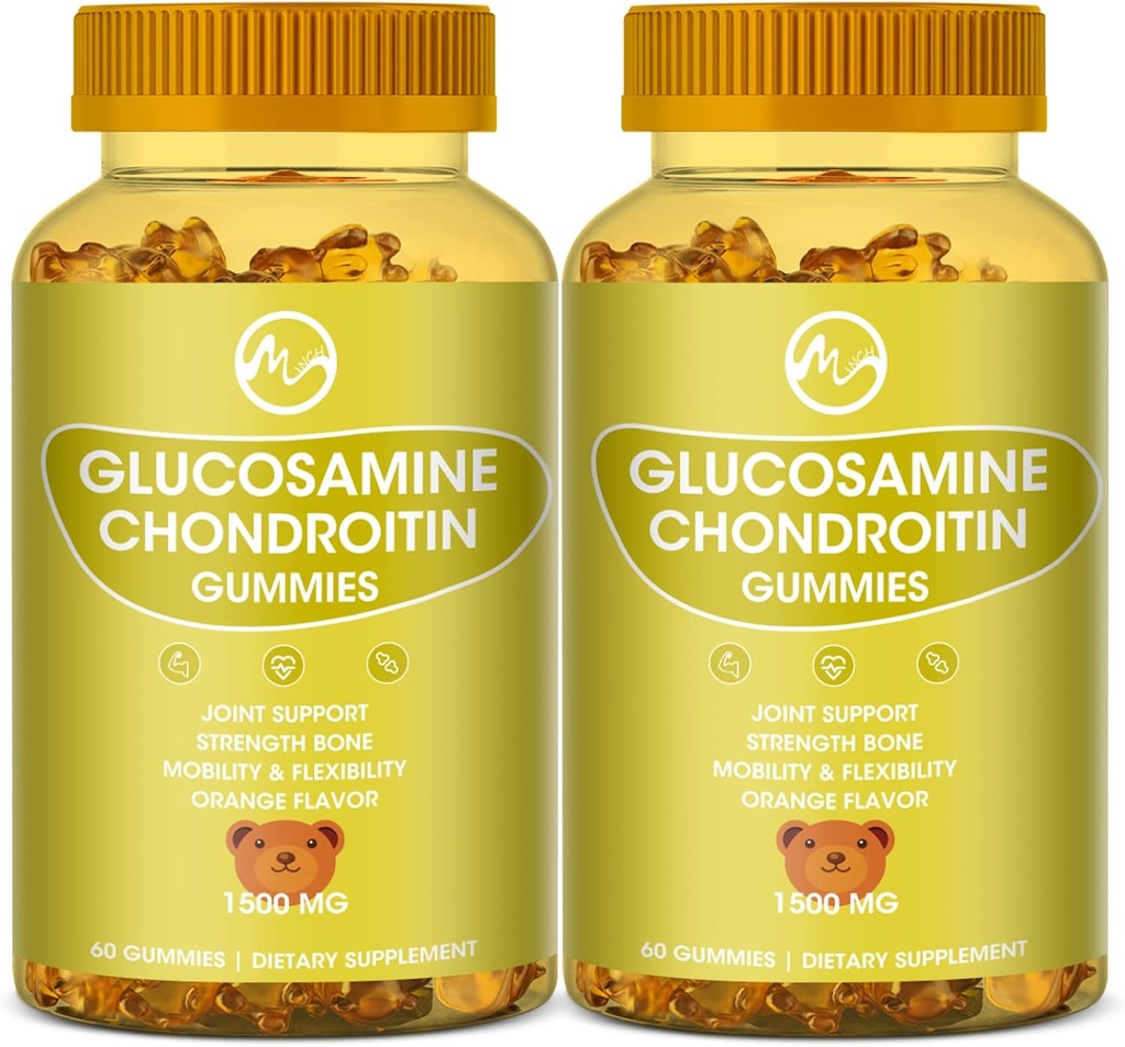 Glucosamine Chondroitin Gummies with MSM - 1500mg Extra Strength for Joint Support, Immune Support - for Adults, Men & Women, 60 Count, Packs of 2