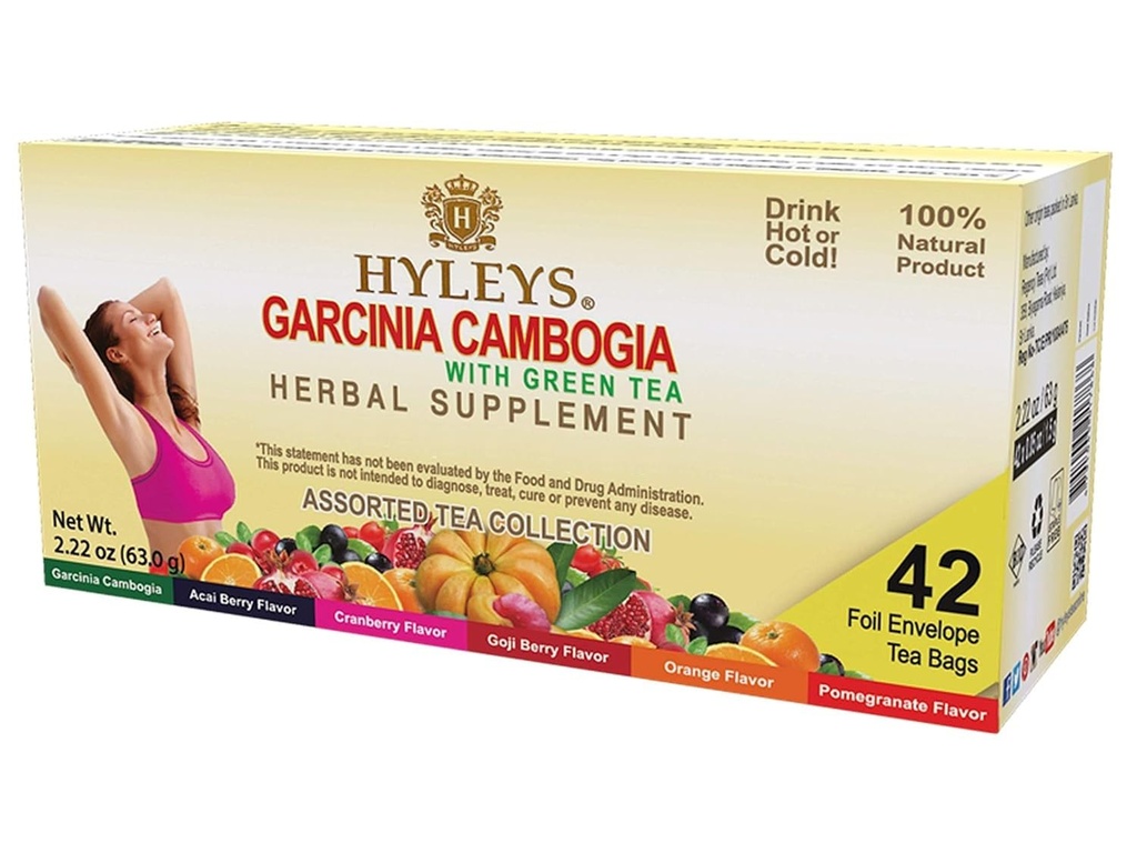 HYLEYS Τσάι Garcinia Cambogia Πράσινο Τσάι με διάφορα αρώματα - 42 Τσάντα Τσάι (12 πακέτο - 504 Τσάι Τσάι Σύνολο)