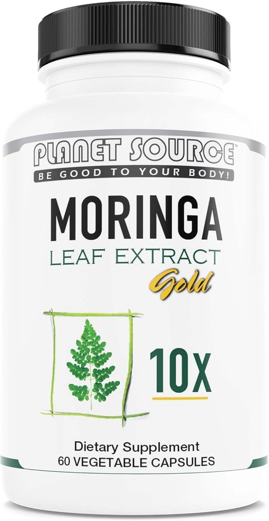 Moringa Leaf Gold Extract 10X - Βιταμίνη Α, Βιταμίνη Β, Βιταμίνη C, Βιταμίνη D, Βιταμίνη Ε, και Ορυκτά - Αντιοξειδωτικά - Φυσική Ενέργεια, Μεταβολισμός, Ανοσοποιητική Υποστήριξη - 60 Κάψουλες Κόμης Veggie