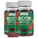 YUM-V'S YumVs Biotin Gummies 5000mcg - Luscious Raspberry Flavor - Thicker Faster Hair Growth Gummies for Women or Men - Hair, Skin & Nails Vitamins - Hair Gummies (60 Count (Pack of 2))