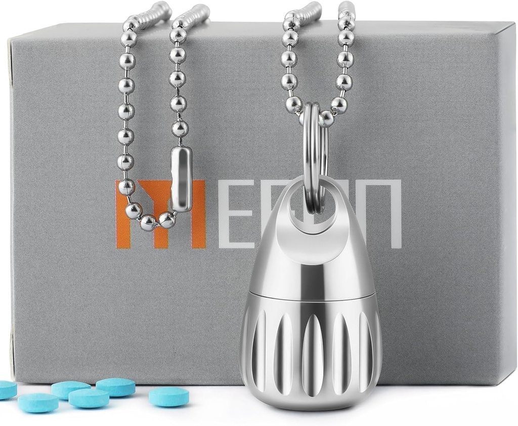 Mini Pill Holder Titanium, μπρελόκ, Αδιάβροχο, Κουτί, Μέταλλο, Θεραπεία έκτακτης ανάγκης, Εργασία, Κάμπινγκ, Πεζοπορία, Ταξίδια