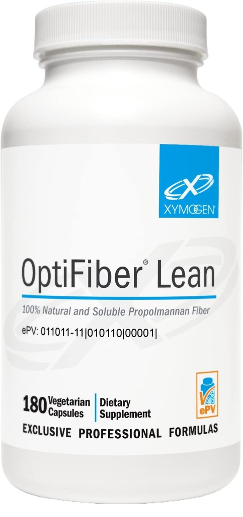 XYMOGEN OptiFiber Lean, Ημερήσια χάπια συμπλήρωμα ινών - 100% φυσικό διαλυτό Propolmannan Dietary Fiber - Υποστηρίξτε την πέψη, τον κορεσμό και την κανονικότητα - εξυπηρετεί ως προβιοτικό (120 κάψουλες)