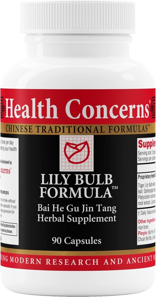 Ανησυχίες για την υγεία Lily Bulb Formula – Ξηρός βήχας, λαιμός, μύτη και πνεύμονα Υποστήριξη – κινέζικη φυτική φόρμουλα – Licorice, Rehmannia, Astragalus, Fritillary – συμπλήρωμα αναπνευστικής ανακούφισης – 90 κάψουλες