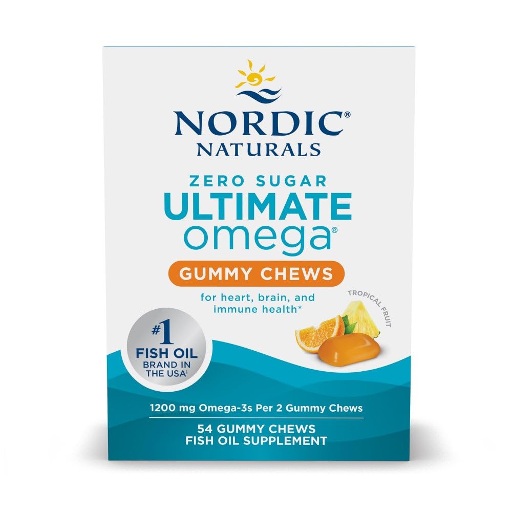 Nordic Naturals Zero Sugar Ultimate Omega Gummy Chews - Τροπικά φρούτα - 54 Gummy Chews - Μη ΓΤΟ - Βέλτιστη ευεξία - 27 εξυπηρετούν