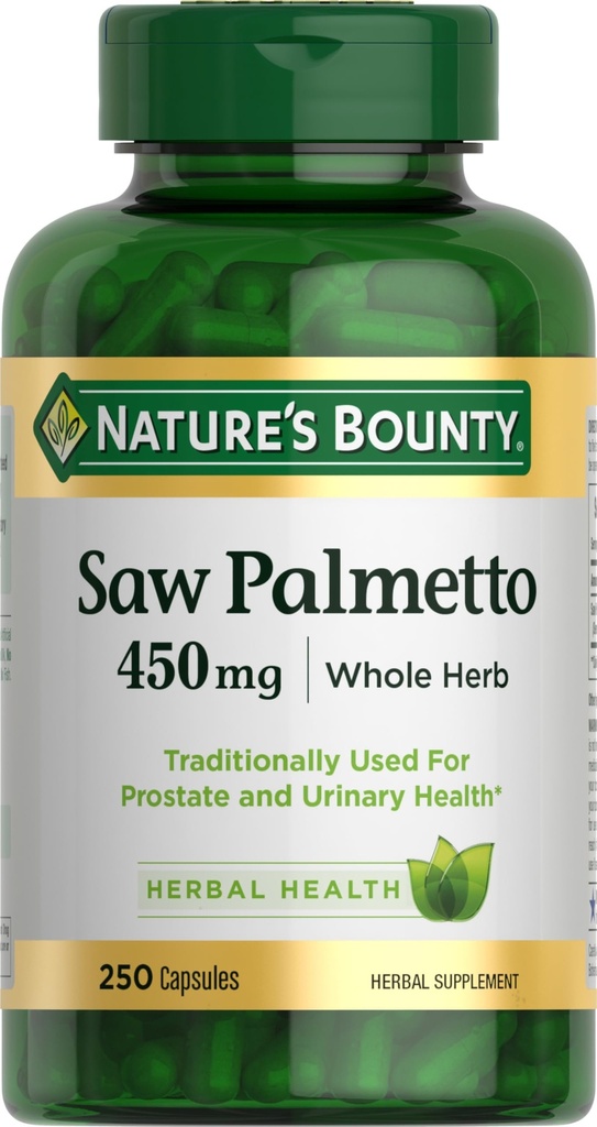 Nature's Bounty Saw Palmetto Support for Prostate and Urinary Health, Herbal Health Supplement, 450mg, 250 Capsules | Herbal Health Supplement, 450mg, 250 Capsules
