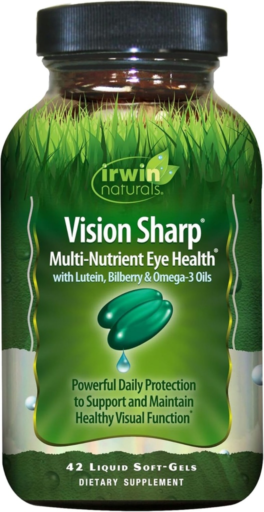Irwin Naturals Vision Sharp Multi-Nutrient Eye Health - 42 Liquid Softgels - με Lutein, Bilberry & Omega-3s