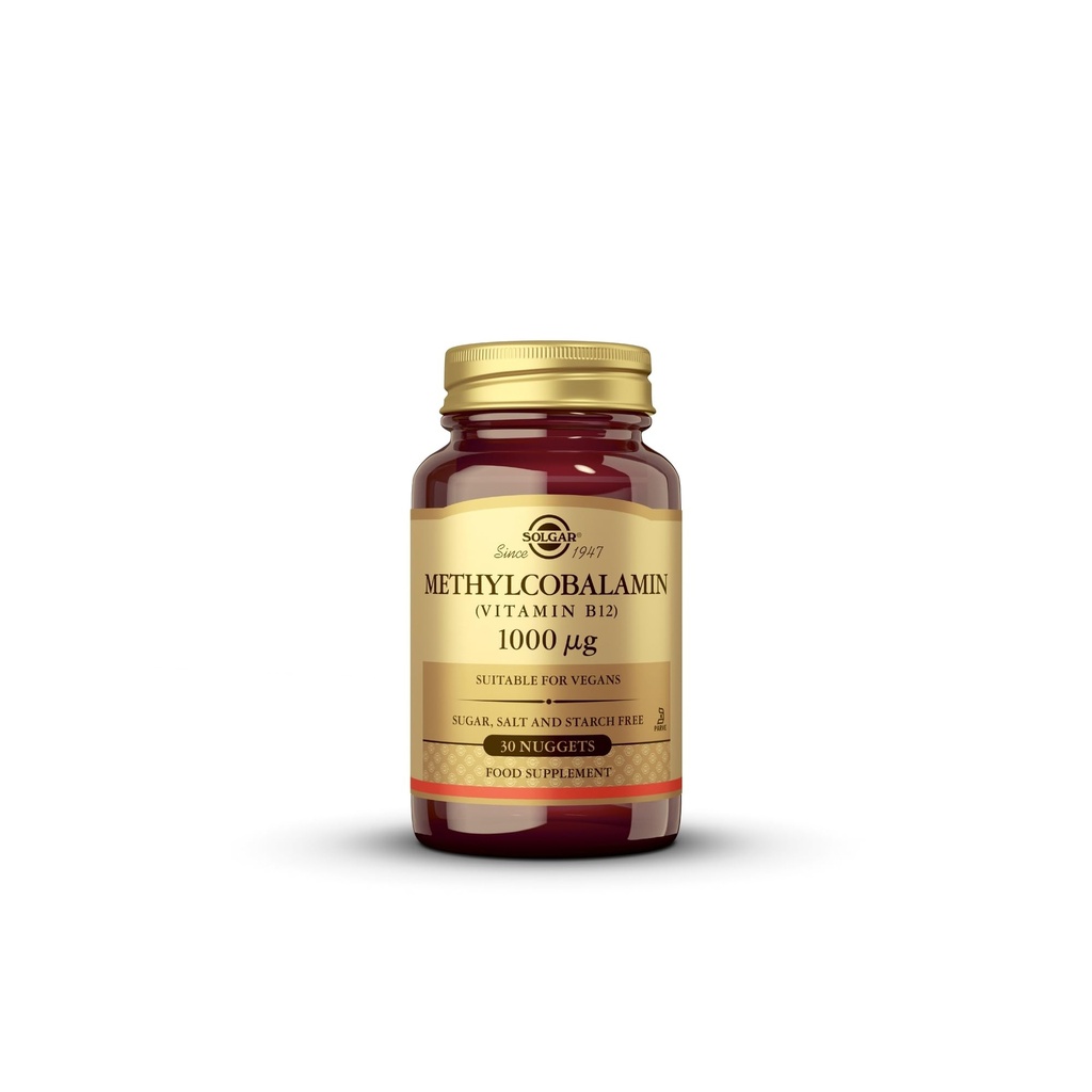 Solgar Methylcobalamin (Vitamin B12) 1000 mcg, 30 Ψήγματα - Υποστηρίζει Μεταβολισμός ενέργειας - σώμα-έτοιμος, ενεργός μορφή του B12 - βιταμίνη Β - μη ΓΤΟ, Vegan, Γλουτένη, Γαλακτοκομικά, Kosher - 30 Σερβίρει