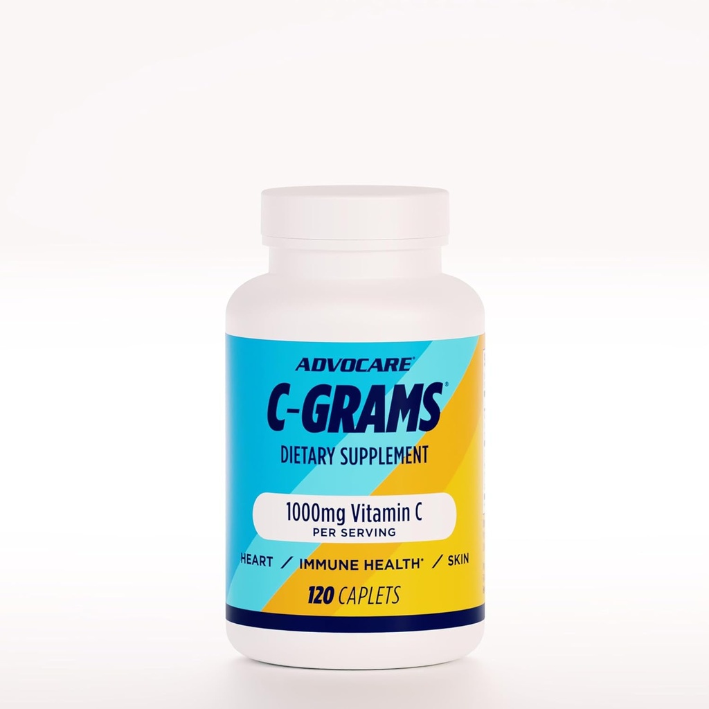 AdvoCare C-Grams - Premium συμπλήρωμα διατροφής για την περιποίηση του δέρματος, την ανοσοποιητική υποστήριξη και την καρδιοαγγειακή υγεία* - Περιέχει βιταμίνη C, μαγνήσιο & περισσότερα - 120 Caplets