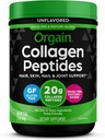 Orgain Hydrolyzed Collagen Peptides σκόνη για γυναίκες & άνδρες, 20g Grass Fed Collagen, Unflaved - μαλλιά, δέρμα, νύχια, & κοινό συμπλήρωμα υποστήριξης, Παλαιό & Κέτο, μη GMO, τύπου I και III, 1lb