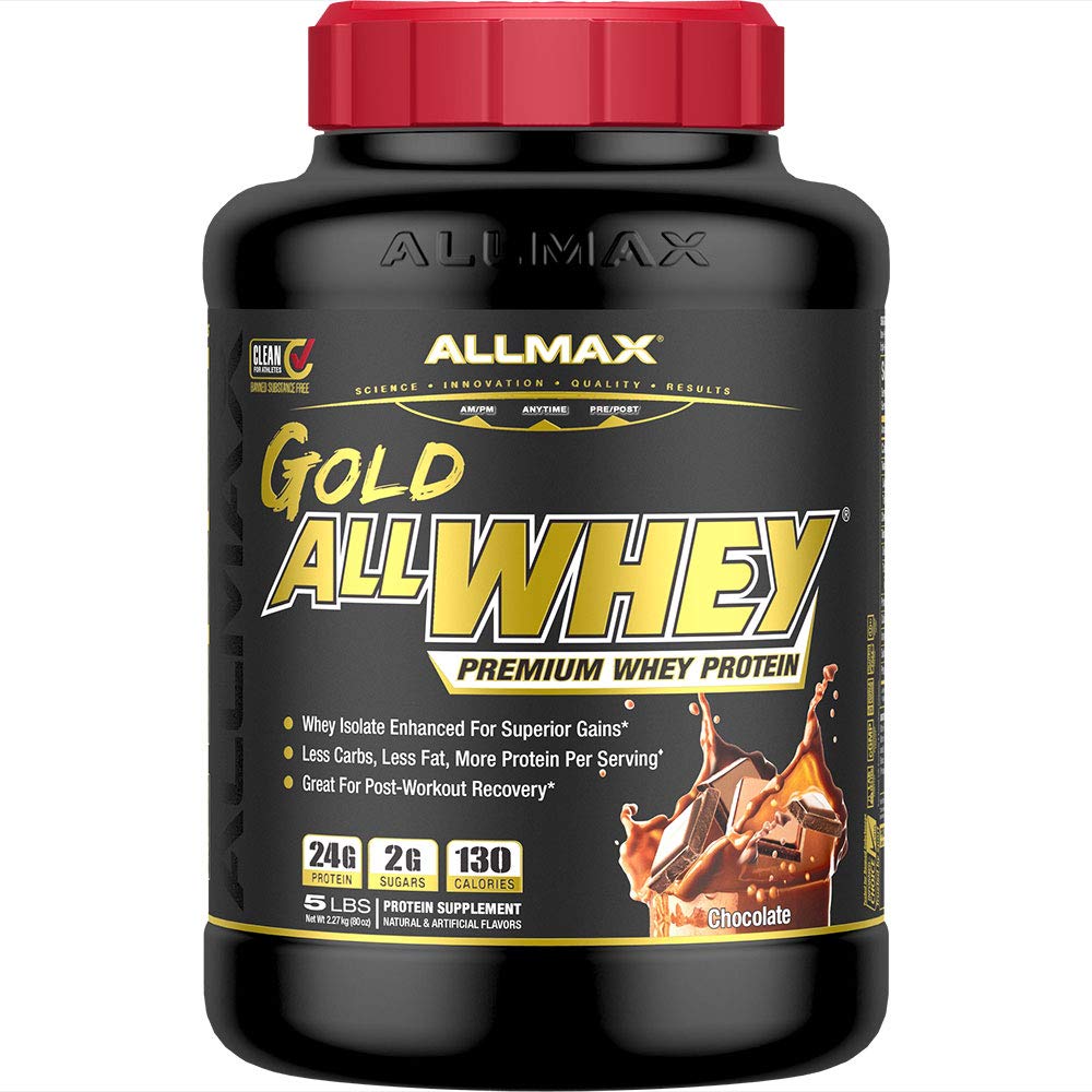 ALLMAX Gold ALLWHEY Whey Protein Powder, Chocolate, 5 lb, 24g Protein Per Scoop, High Protein for Muscle Recovery, Lean Muscle Growth & Post Workout Nutrition, Gluten Free, 71 Servings
