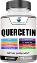 American Standard Συμπληρώματα Quercetin 1000mg ανά Σερβίρισμα με ψευδάργυρο, βιταμίνη C, βιταμίνη D3, Μαγνήσιο, Elderberry, Echinacea, Turmeric, Astragalus - Χωρίς γλουτένη, Non-GMO, 120 κάψουλες, 40 Σερβιέτες