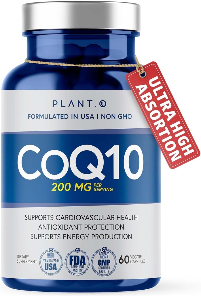 CoQ10 200mg Softgels ǀ Premium Σύνζυμο ταχείας απελευθέρωσης Q10 ǀ Συμπλήρωμα καρδιάς, Παραγωγή ενέργειας, Ανοσολογική υποστήριξη ǀ 60 Υγρές κάψουλες