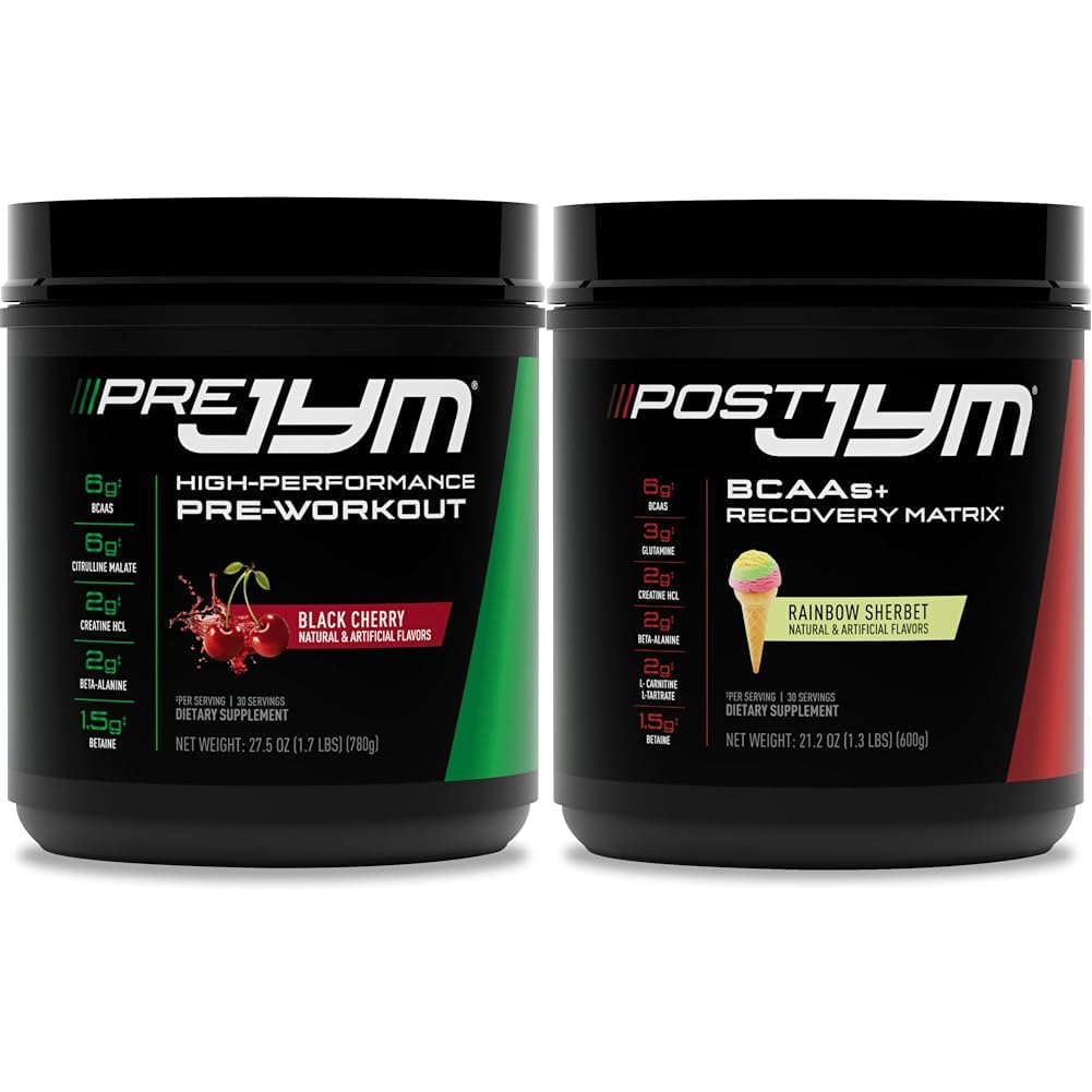 PRE JYM 30 μαύρο κεράσι & Post JYM Rainbow Sherbert μετά την προπόνηση 30 εξυπηρετεί το ποτό αποκατάστασης μυών
