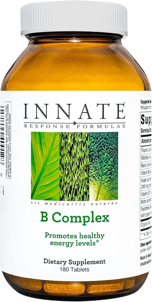 INNATE Response Formulas B Complex - B συμπλήρωμα βιταμίνης - Υποστηρίζει την παραγωγή και το μεταβολισμό κυτταρίτιδας - Vegan, Kosher, μη GMO έργο Επαληθευμένο - Κατασκευάζεται χωρίς 9 αλλεργιογόνα τροφίμων - 180 δισκία