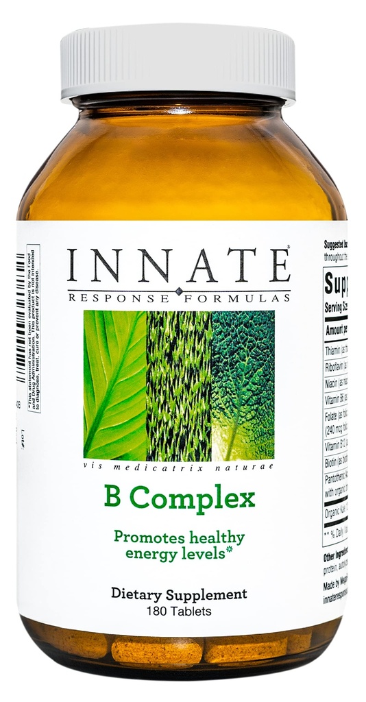 INNATE Response Formulas B Complex - B Vitamin Supplement - Υποστηρίζει Κυτταρική Ενέργεια Παραγωγή και Μεταβολισμός - Vegan, Kosher, Μη ΓΤΟ Έργο Επαληθευμένο - Κατασκευασμένο Χωρίς 9 αλλεργιογόνα Τροφίμων - 180 Tablets