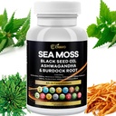 Sea Moss 3000mg Black Seed Oil 2000mg Ashwagandha 1000mg Bladderwrack 1000mg Turmeric 1000mg Burdock 1000mg Βιταμίνη C & D3 Elderberry Manuka Dandelion Yellow Dock Chlorophyl ACV