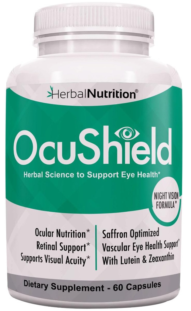 OcuShield Eye Health Vitamin Support for Healthy Eyes, Night Vision with Saffron, Lutein & Zeaxanthin, Eye Nutrients to Protect & Stimulate Ocular Health, One Bottle