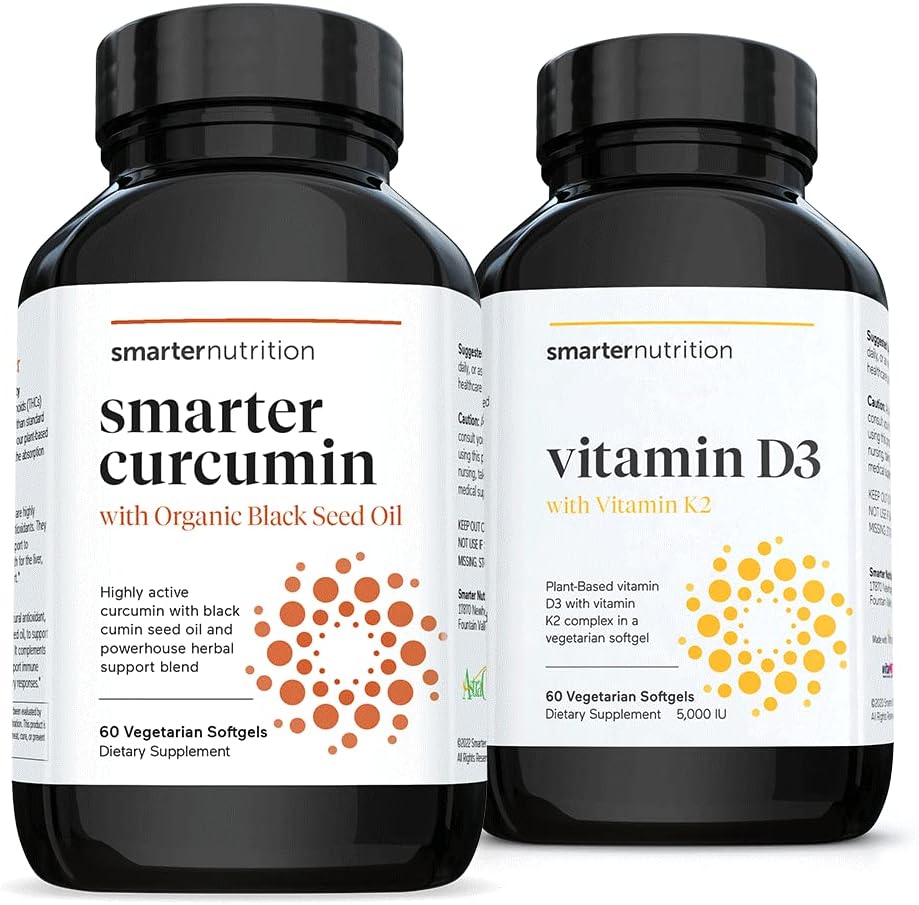 SMARTERNUTRITION Κουρκουμίνη - Ικανότητα και απορρόφηση + Φυτική βάση Βιταμίνη D3 Ανοσολογική υποστήριξη με Vegan K2 Complex