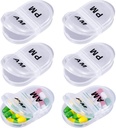 6 Pack Pill Organizer Pocket Μικρός κάτοχος θήκης Am Pm Pill Υπόθεση Φορητό Δύο Διαμέρισμα Round Travel 2 φορές την ημέρα για τη θεραπεία της βιταμίνης συμπλήρωμα (Καθαρό)