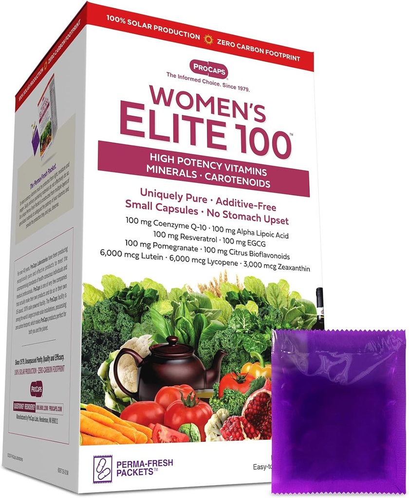 ANDREW LESSMAN Πολυβιταμίνη - Elite-100 60 Πακέτα γυναικών - 40+ Potent Nutrients Plus 100mg Κάθε συνένζυμο Q10, Alpha Lipoic Acid, Resveratrol, EGCG, Pomegranate, Citrus Bioflavonoids.