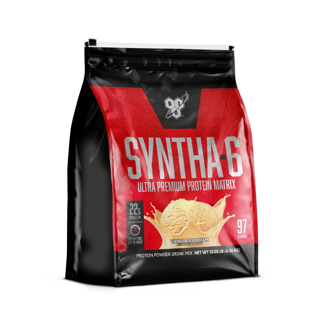 BSN SYNTHA-6 Whey Protein Powder, Micellar Casein, Milk Protein Isolate Powder, Vanilla Ice Cream, 97 Servings (Package May Vary)