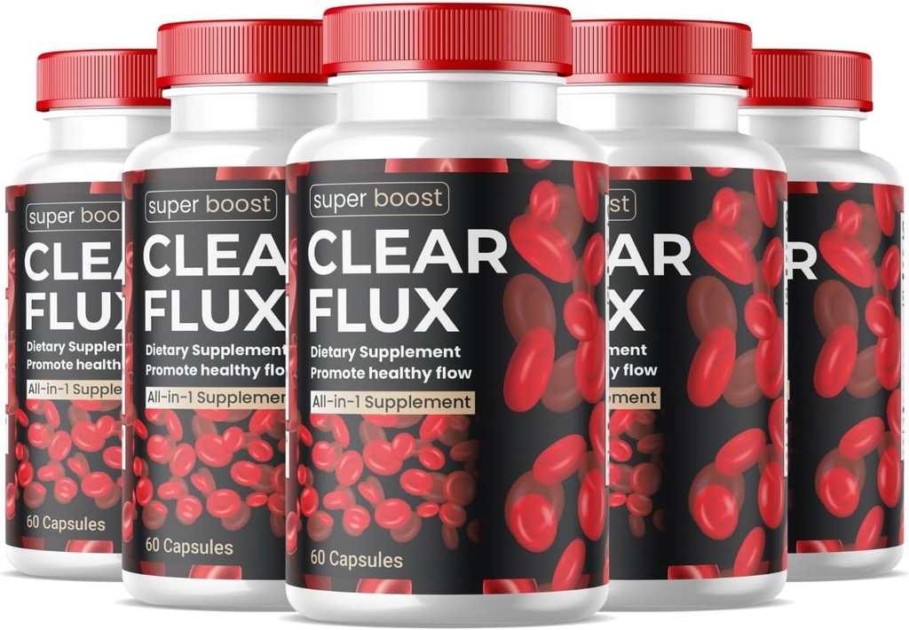 (5 Συσκευασία) Clear Flux Supplement Detox Cleanse, Κάψουλες Blood Vessel Cleaner Υποστήριξη Advanced Formula, ClearFlux Κάψουλες Μέγιστη Δύναμη Όλες οι Φυσικές Βιταμίνες Υγεία (300 Κάψουλες)