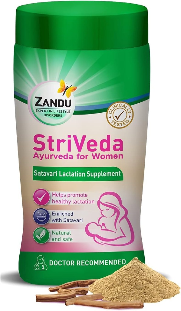 Zandu StriVeda Satavari Γαλουχία συμπλήρωμα για την αύξηση της προσφοράς μητρικού γάλακτος, 210 g
