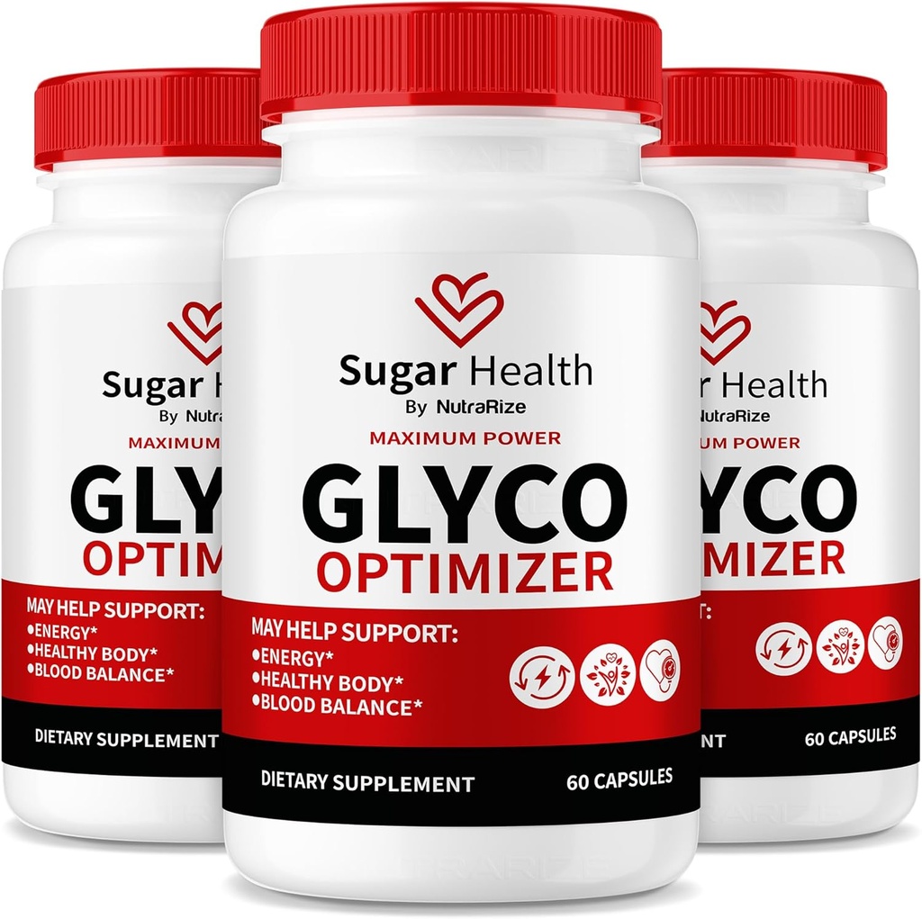 NutraRize (3 Pack) Sugar Health Glyco Optimizer Κάψουλες, Premium Formula αίματος για υγιή επίπεδα, Όλα τα φυσικά συμπλήρωμα για την υποστήριξη Γενική ευεξία, Επίσημη SugarHealth Κριτικές (180 Κάψουλες)