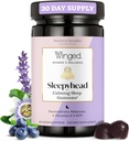 Winged Wellness Sleepyhead Natural Sleep Gummies for Women - Prime Sleep Support Aid for Adults with 3mg Melatonin, L-Theanine, 5-HTP - Λεβάντα βατόμουρο Γεύση - 30 Υπηρεσίες