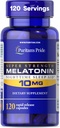 Puritan's Pride Premium Super Strength Melatonin 10mg Sleep Aid, Συμπλήρωμα διατροφής για τον ήχο, την ηρεμία και τη μεγαλύτερη υποστήριξη ύπνου, 4 μήνες προσφοράς, 120 κάψουλες ταχείας απελευθέρωσης (Packaging May Vary)
