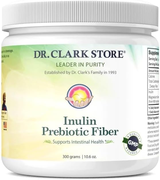 Dr. Clark Inulin Powder (FOS) – Προβιοτικές Διαλυτές Ίνες για την Υγεία των Ούρων, 300g – Υποστηρίζει Πειθαρχική Υγεία & Κανονικότητα