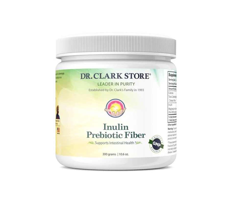 Dr. Clark Inulin Powder (FOS) – Προβιοτικές Διαλυτές Ίνες για την Υγεία των Ούρων, 300g – Υποστηρίζει Πειθαρχική Υγεία & Κανονικότητα