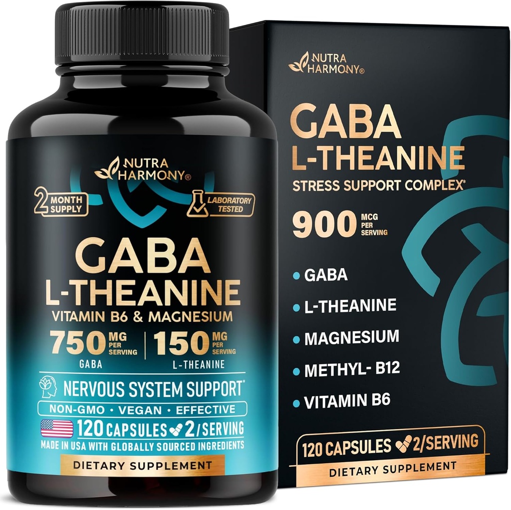 GABA L- Theanine 900 mg - Κατασκευασμένη στις ΗΠΑ - Μαγνήσιο 