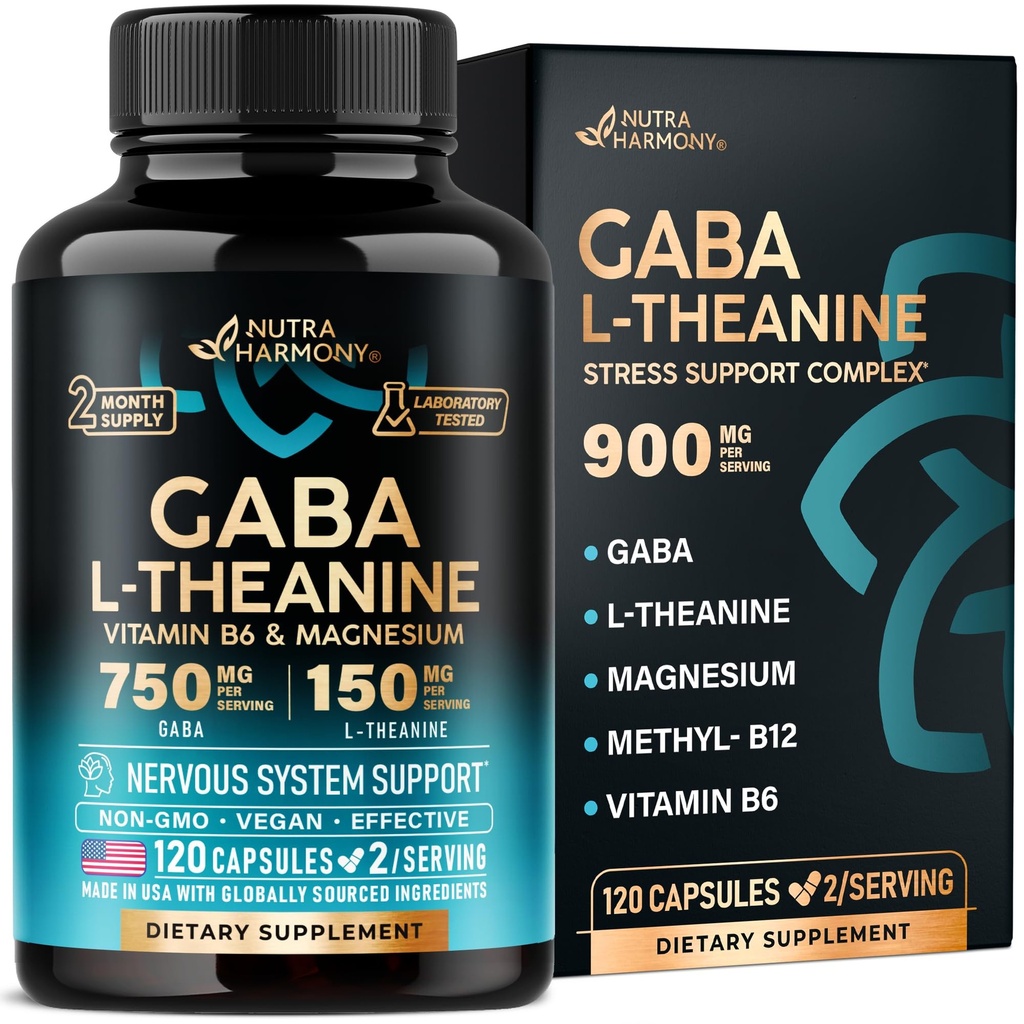 GABA L- Theanine 900 mg - Κατασκευασμένη στις ΗΠΑ - Μαγνήσιο 